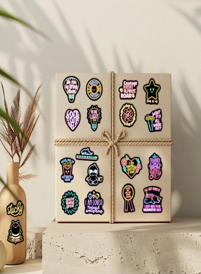 Robmoda 50 Pcs Glow in The Dark Neon Inspirational Quotes Kids Stickers for Water Bottle, Cute Waterproof Vinyl Positive Motivational Phrases Laptop Decals, Boys Girls Skateboard Phone Case Decorations - Image 5